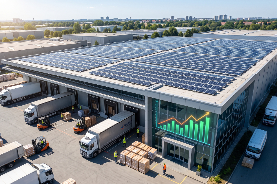 Empresa reduzindo despesas operacionais com painéis de energia solar