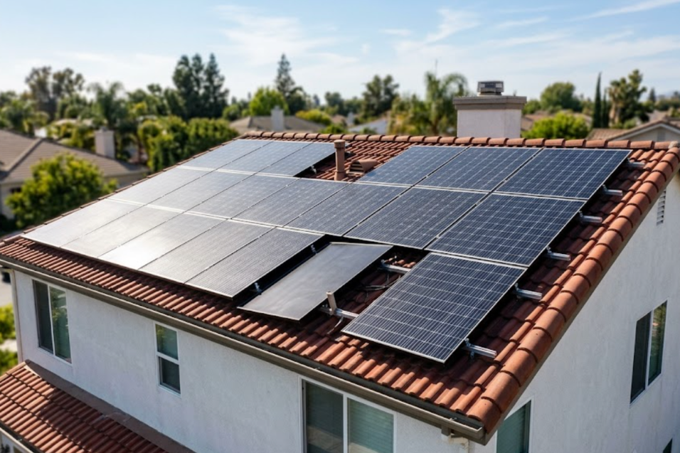 Módulo solar sombreado e mal posicionado em um sistema fotovoltaico